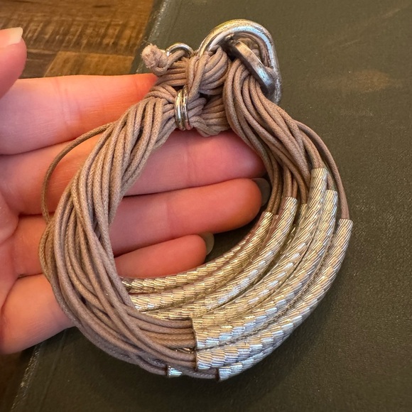 Gillian Julius Taupe and Textured/Hammeres Silver Bracelet - Picture 8 of 10